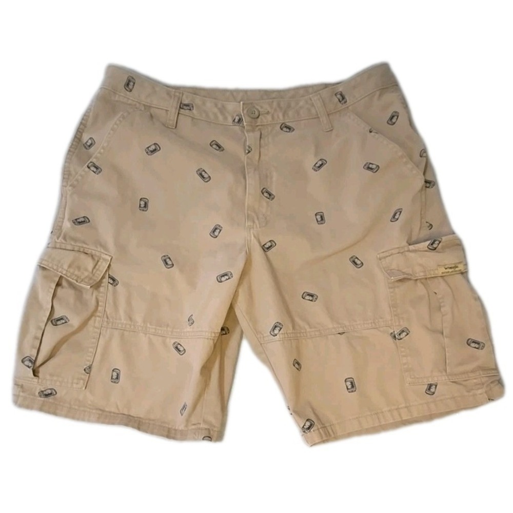 Wrangler Cargo Shorts Mens‎ 36 Novelty Beer Can Print BBQ Gorpcore Regular Fit